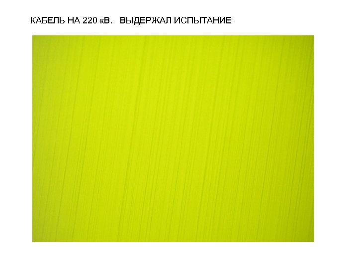 КАБЕЛЬ НА 220 к. В. ВЫДЕРЖАЛ ИСПЫТАНИЕ 