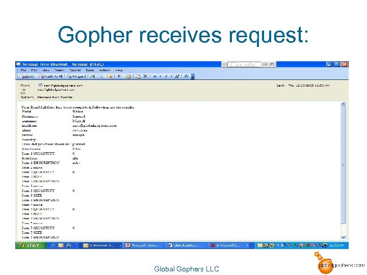 Gopher receives request: Global Gophers LLC 