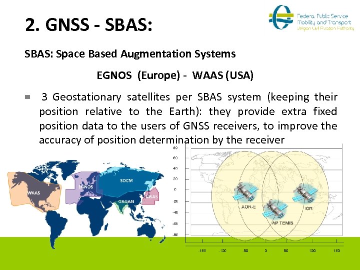 2. GNSS - SBAS: Space Based Augmentation Systems EGNOS (Europe) - WAAS (USA) =