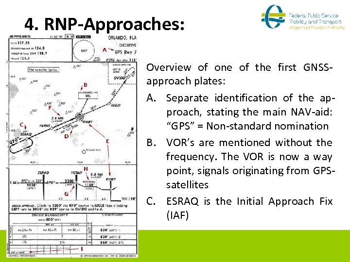 4. RNP-Approaches: Overview of one of the first GNSSapproach plates: A. Separate identification of