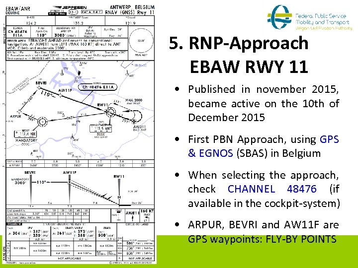 5. RNP-Approach EBAW RWY 11 • Published in november 2015, became active on the