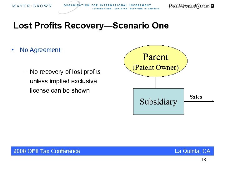 Lost Profits Recovery—Scenario One • No Agreement – No recovery of lost profits unless