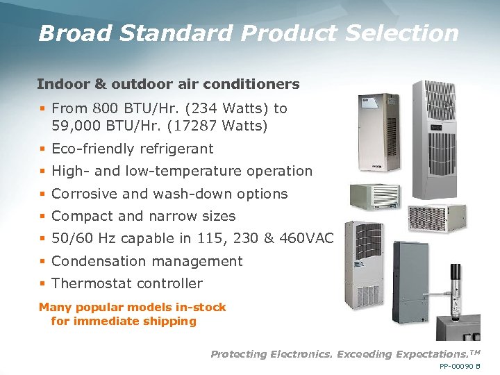 Broad Standard Product Selection Indoor & outdoor air conditioners § From 800 BTU/Hr. (234