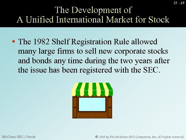 The Development of A Unified International Market for Stock 22 - 19 w The