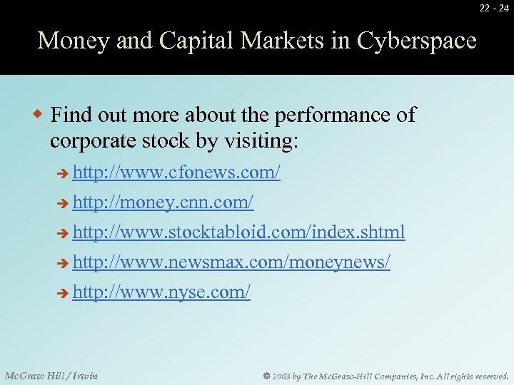 22 - 24 Money and Capital Markets in Cyberspace w Find out more about