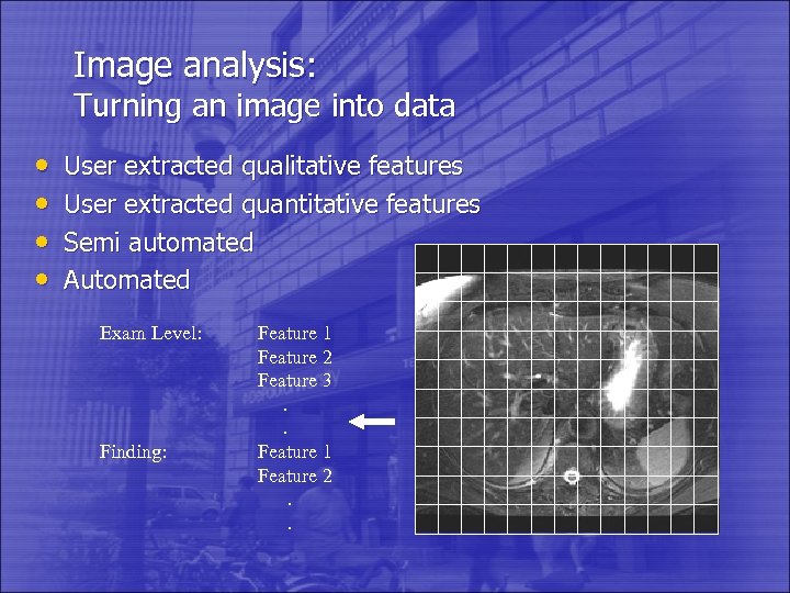 Image analysis: Turning an image into data • • User extracted qualitative features User