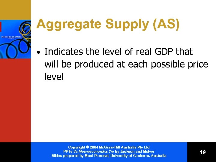 Aggregate Supply (AS) • Indicates the level of real GDP that will be produced