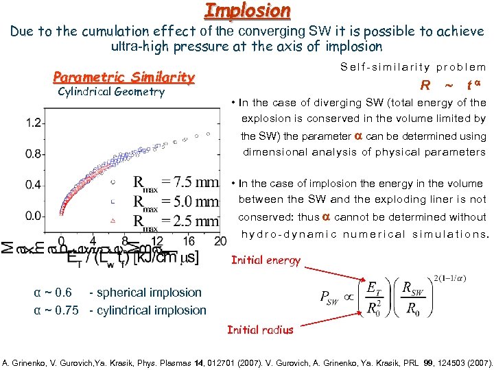 Implosion Due to the cumulation effect of the converging SW it is possible to