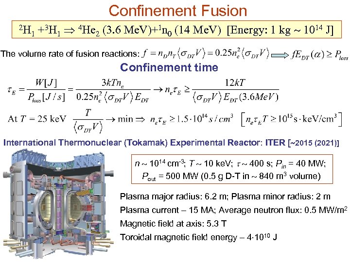 Confinement Fusion 2 H 1 +3 H 1 4 He 2 (3. 6 Me.