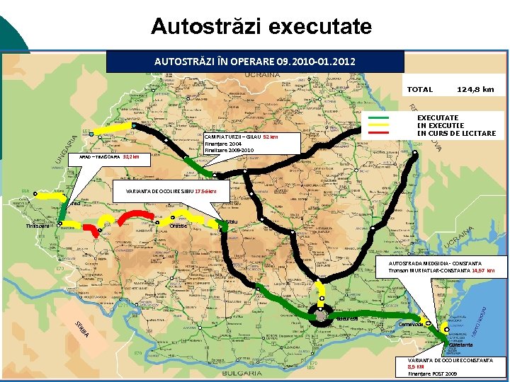 Autostrăzi executate PROGRAMUL DE CONSTRUCTIE AUTOSTRAZI AUTOSTRĂZI ÎN OPERARE 09. 2010 -01. 2012 AUTOSTRĂZI