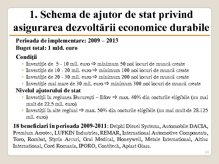 1. Schema de ajutor de stat privind asigurarea dezvoltării economice durabile Perioada de implementare: