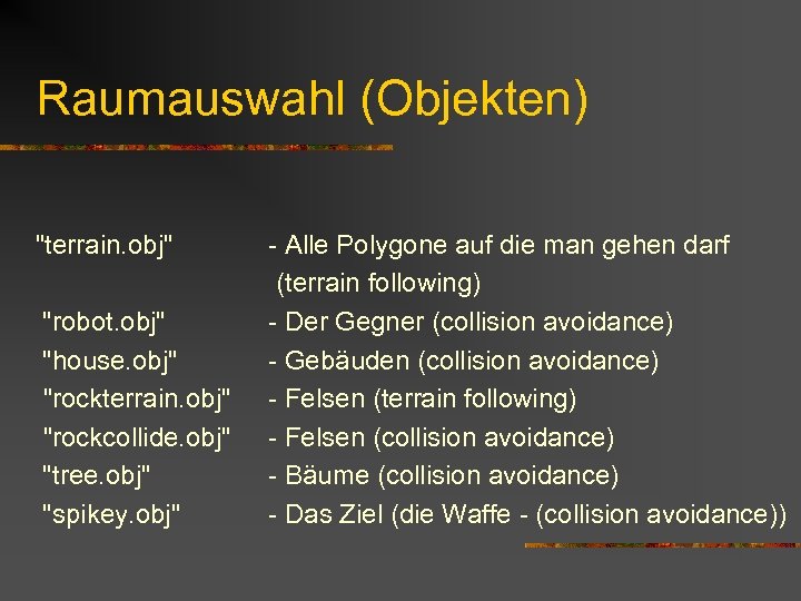 Raumauswahl (Objekten) 