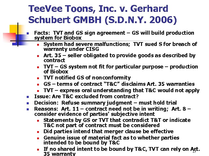 Tee. Vee Toons, Inc. v. Gerhard Schubert GMBH (S. D. N. Y. 2006) n