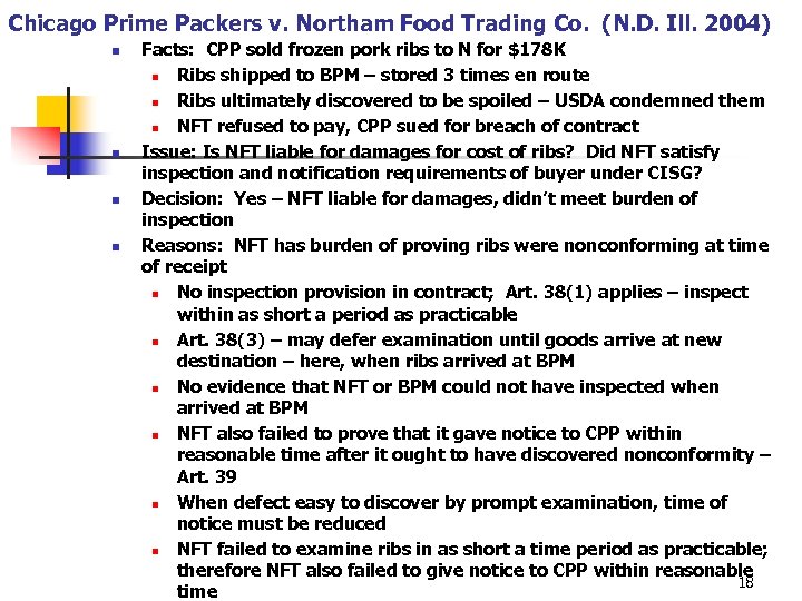 Chicago Prime Packers v. Northam Food Trading Co. (N. D. Ill. 2004) n n