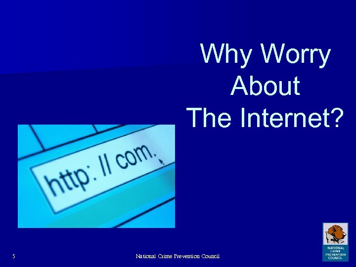 Why Worry About The Internet? 5 National Crime Prevention Council 