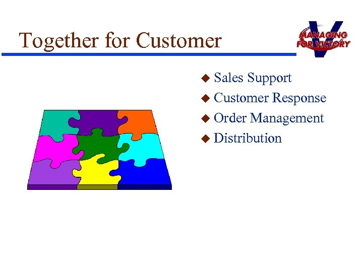 Together for Customer u Sales Support u Customer Response u Order Management u Distribution