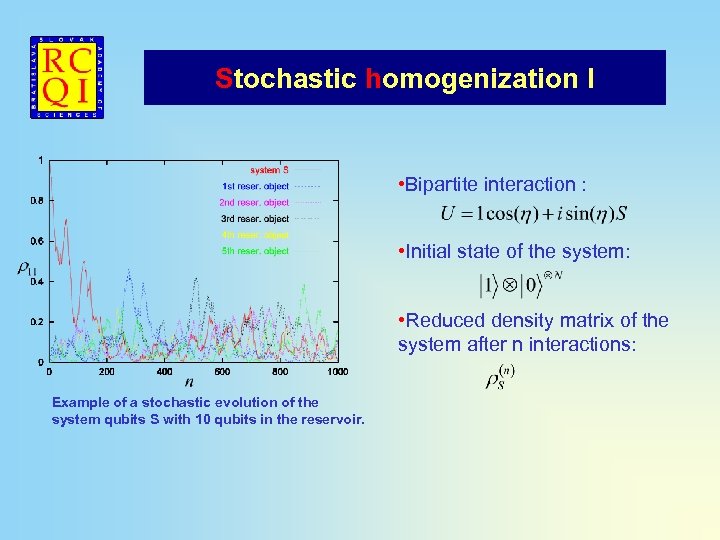 Stochastic homogenization I • Bipartite interaction : • Initial state of the system: •