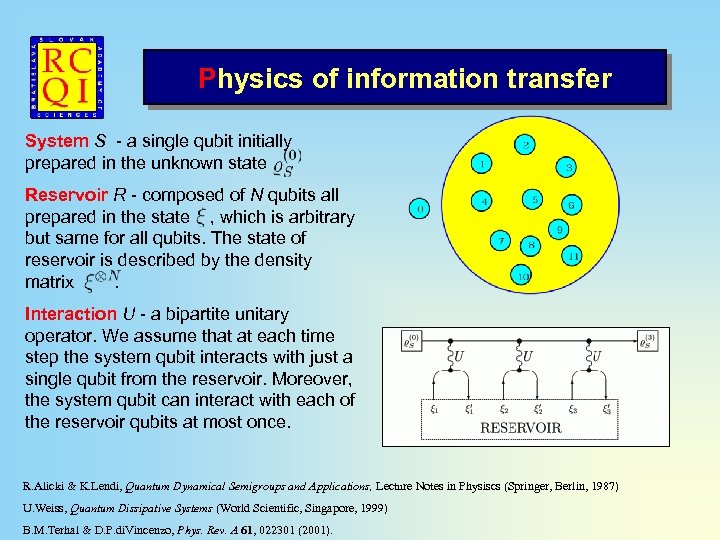Physics of information transfer System S - a single qubit initially prepared in the