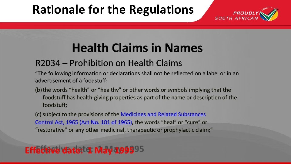 Rationale for the Regulations 