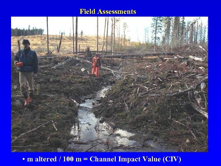 Field Assessments • m altered / 100 m = Channel Impact Value (CIV) 