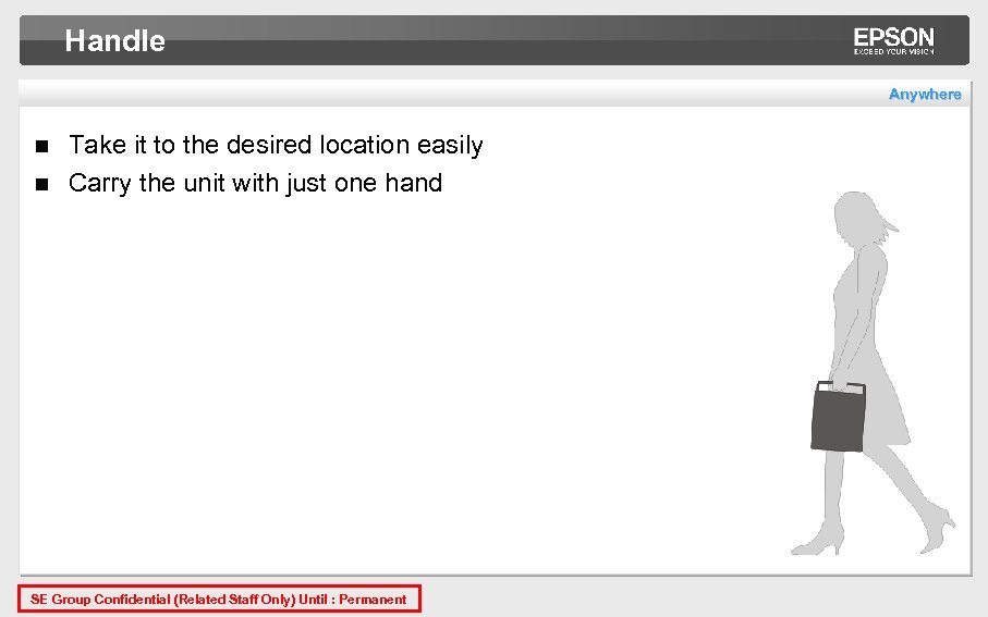 Handle Anywhere Take it to the desired location easily n Carry the unit with