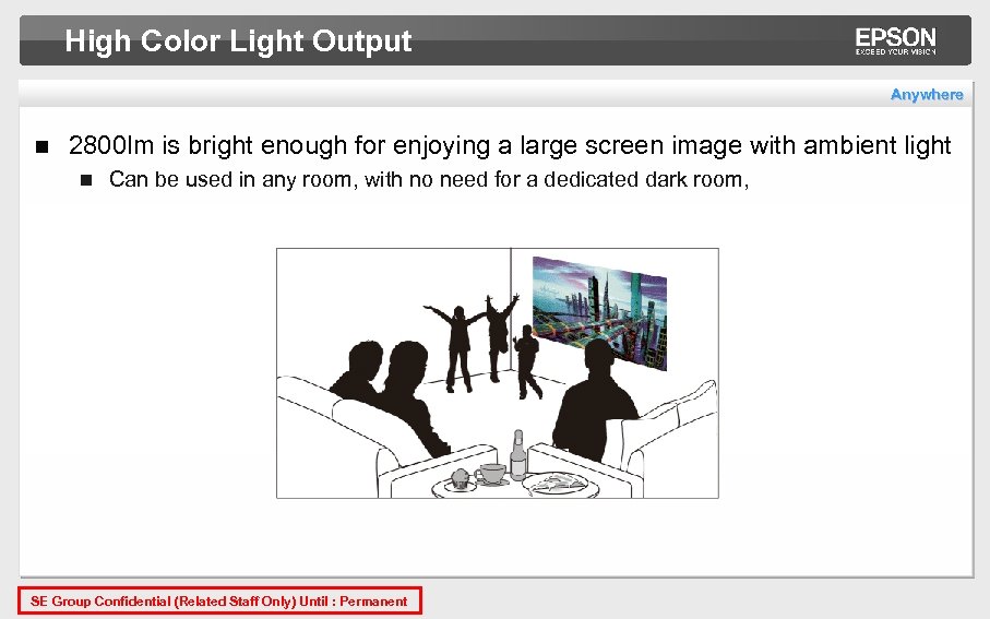 High Color Light Output Anywhere n 2800 lm is bright enough for enjoying a