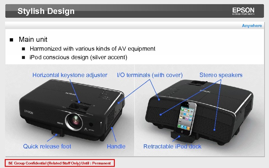 Stylish Design Anywhere n Main unit Harmonized with various kinds of AV equipment n