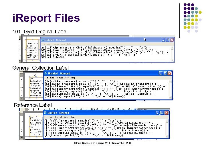 i. Report Files 101_Gyld Original Label General Collection Label Reference Label Gloria Kelley and