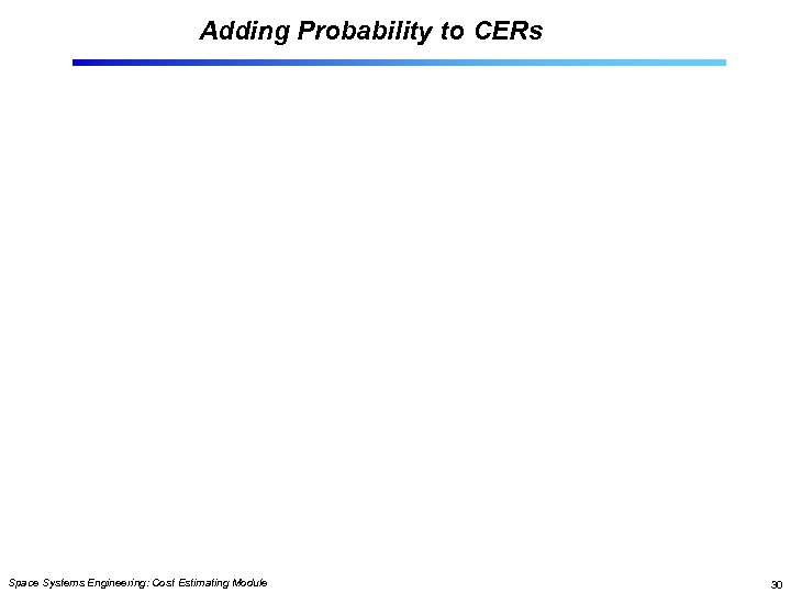 Adding Probability to CERs Space Systems Engineering: Cost Estimating Module 30 