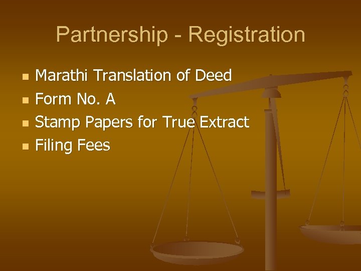 Partnership - Registration n n Marathi Translation of Deed Form No. A Stamp Papers