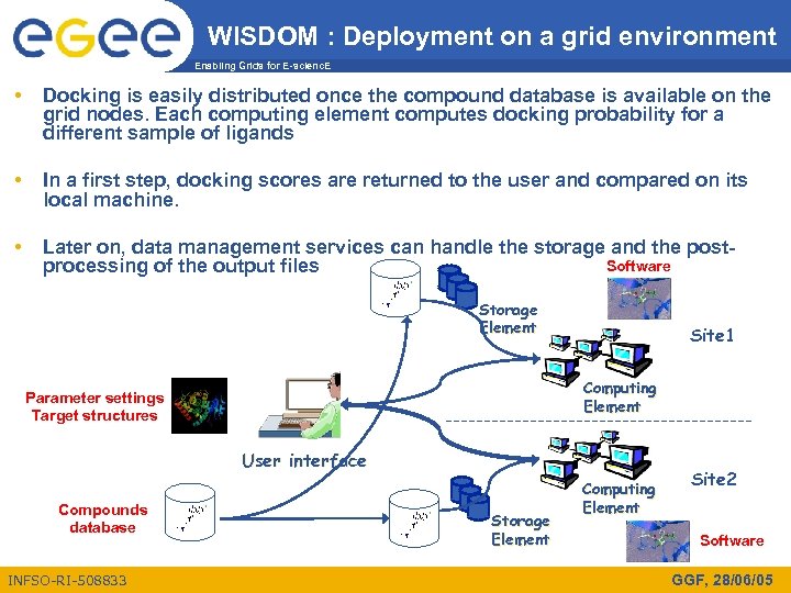 WISDOM : Deployment on a grid environment Enabling Grids for E-scienc. E • Docking