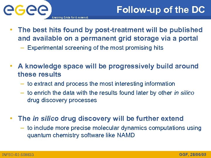 Follow-up of the DC Enabling Grids for E-scienc. E • The best hits found