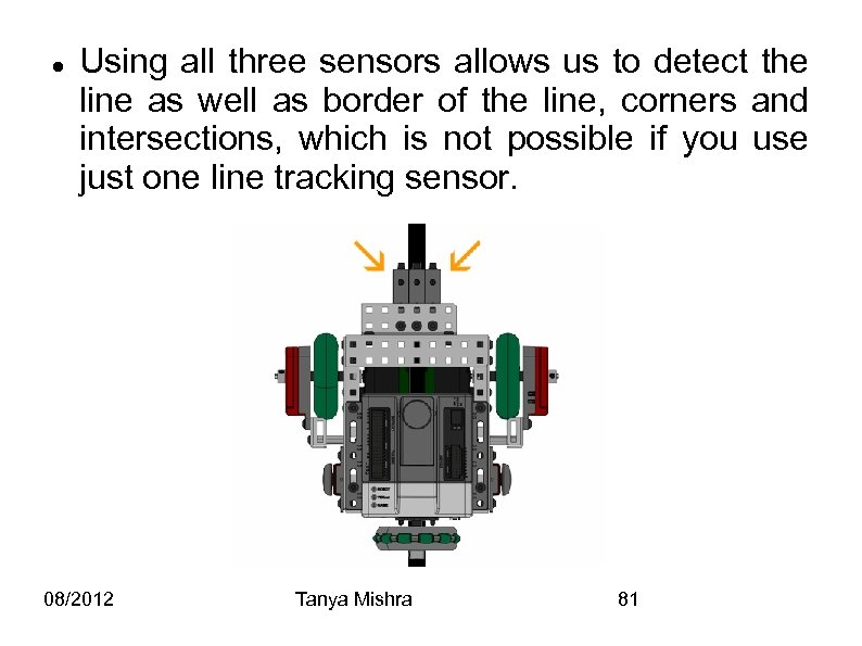  Using all three sensors allows us to detect the line as well as