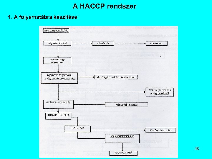 A HACCP rendszer 1. A folyamatábra készítése: 40 