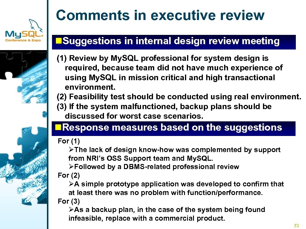 Comments in executive review n. Suggestions in internal design review meeting (1) Review by