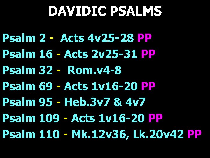 DAVIDIC PSALMS Psalm 2 - Acts 4 v 25 -28 PP Psalm 16 -