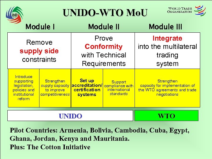 UNIDO-WTO Mo. U Module III Remove supply side constraints Prove Conformity with Technical Requirements