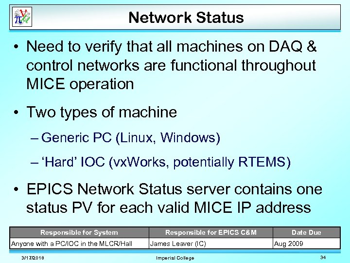 Network Status • Need to verify that all machines on DAQ & control networks