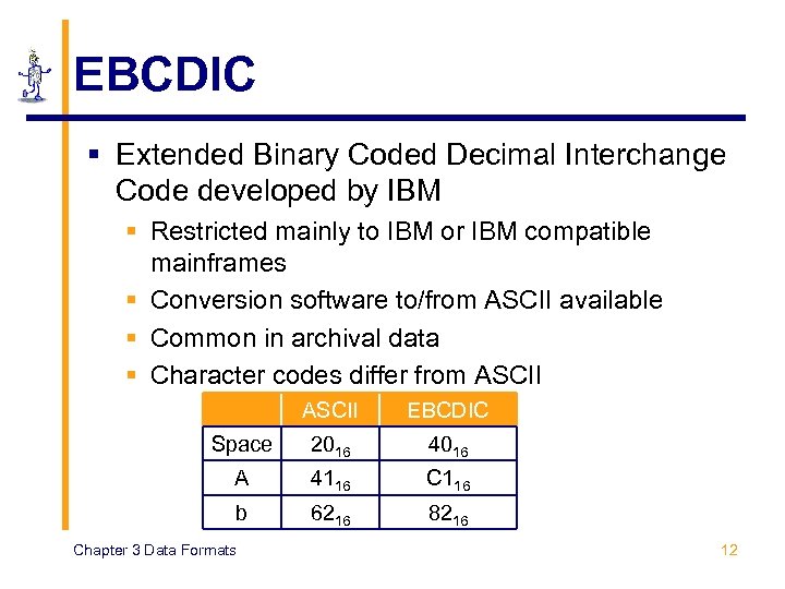 EBCDIC § Extended Binary Coded Decimal Interchange Code developed by IBM § Restricted mainly