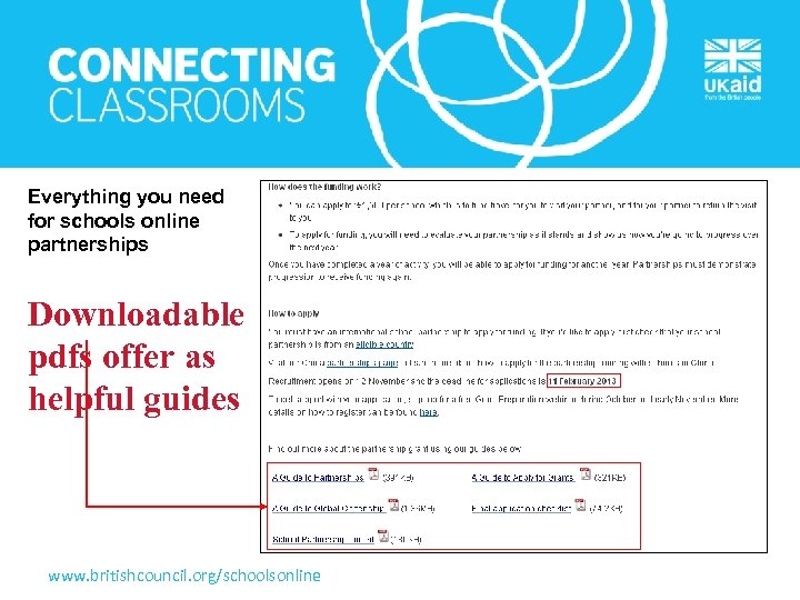 Everything you need for schools online partnerships Downloadable pdfs offer as helpful guides www.