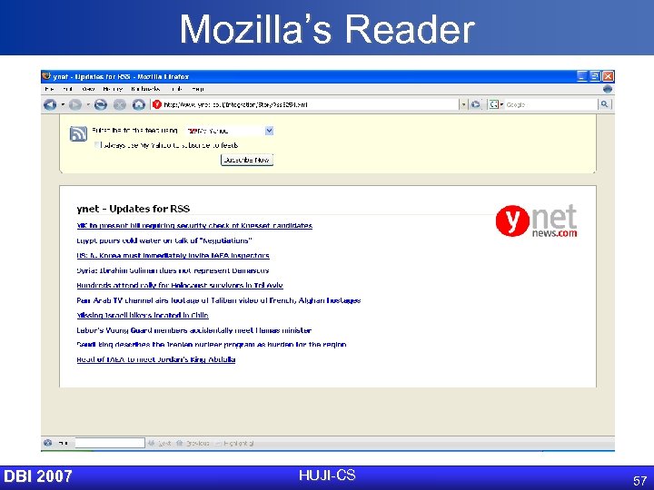 Mozilla’s Reader DBI 2007 HUJI-CS 57 