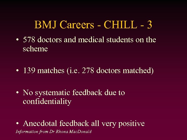BMJ Careers - CHILL - 3 • 578 doctors and medical students on the