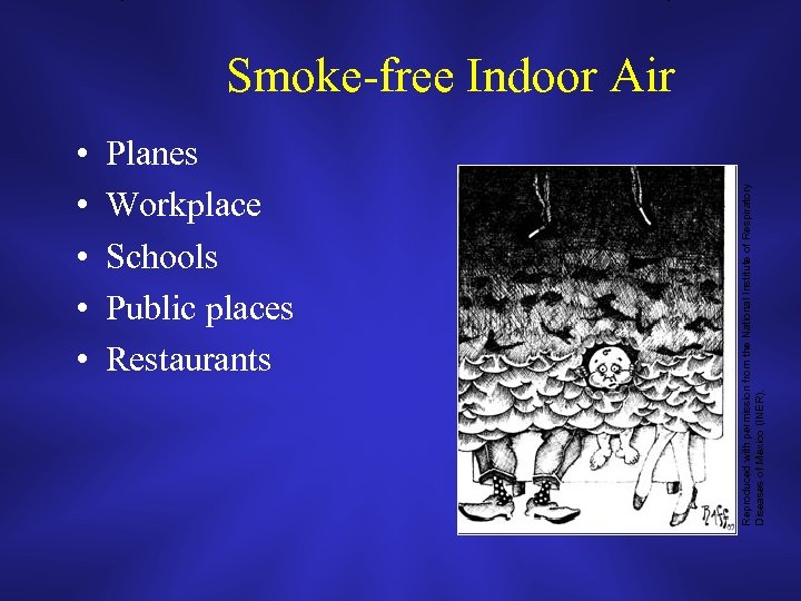  • • • Planes Workplace Schools Public places Restaurants Reproduced with permission from