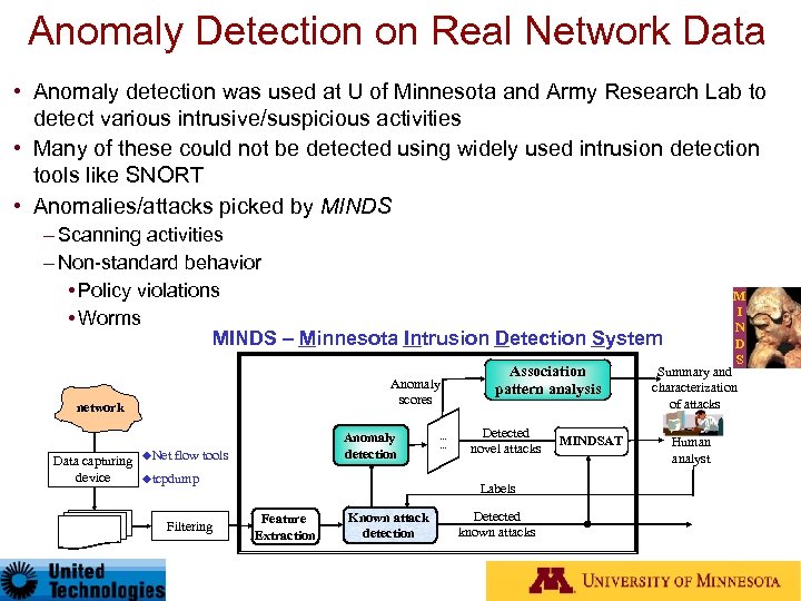 Anomaly Detection on Real Network Data • Anomaly detection was used at U of