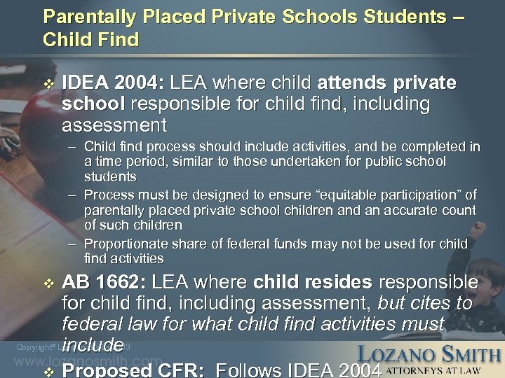 Parentally Placed Private Schools Students – Child Find v IDEA 2004: LEA where child