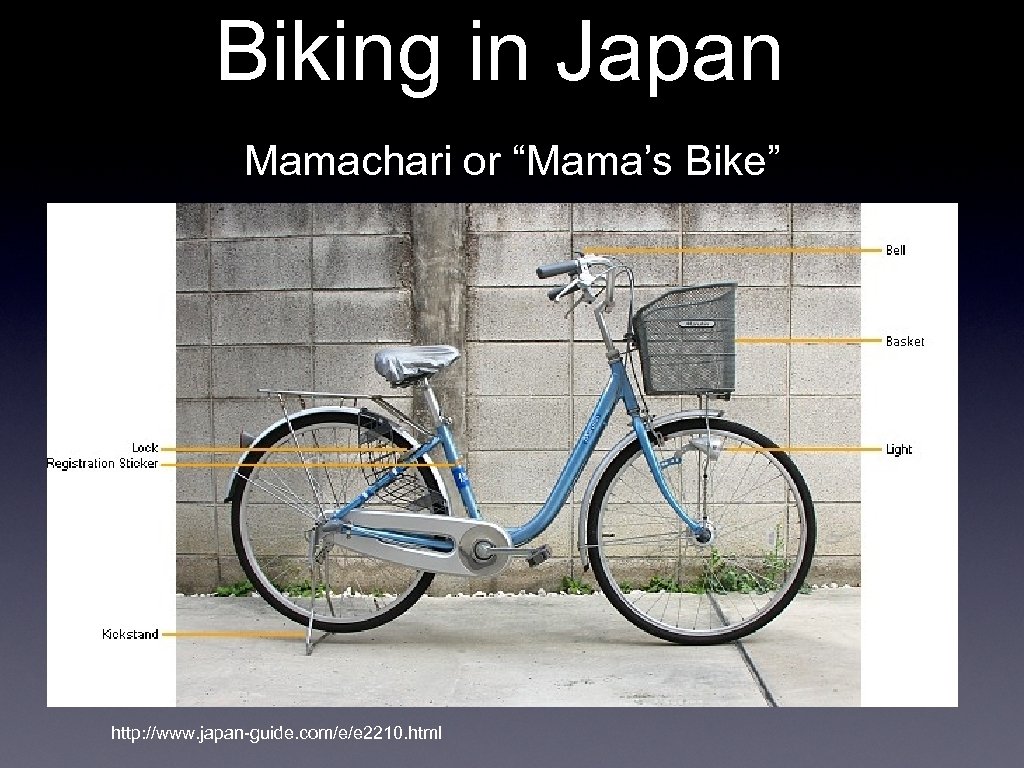 Biking in Japan Mamachari or “Mama’s Bike” http: //www. japan-guide. com/e/e 2210. html 