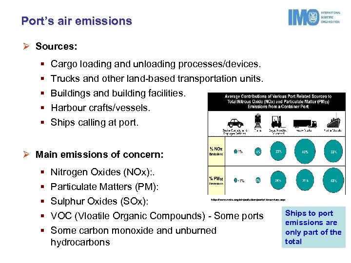 Port’s air emissions Ø Sources: § § § Cargo loading and unloading processes/devices. Trucks