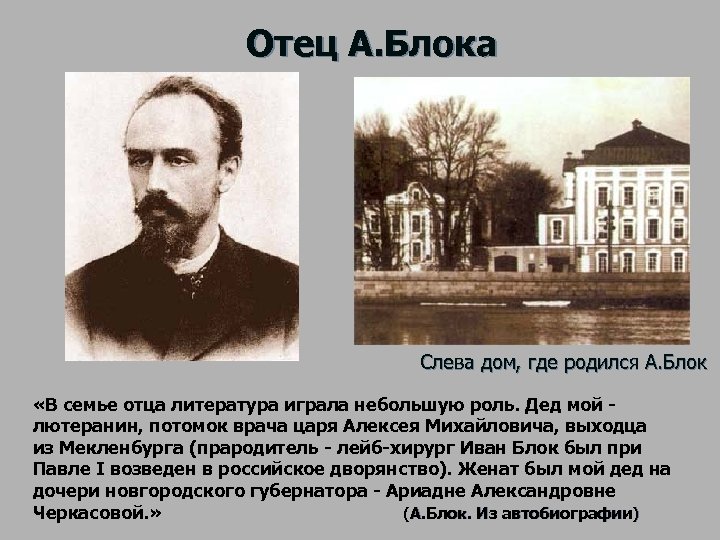 Отец литературы. Где родился блок. Отец блока. Отец блока биография. Где родился Александр Александрович блок.