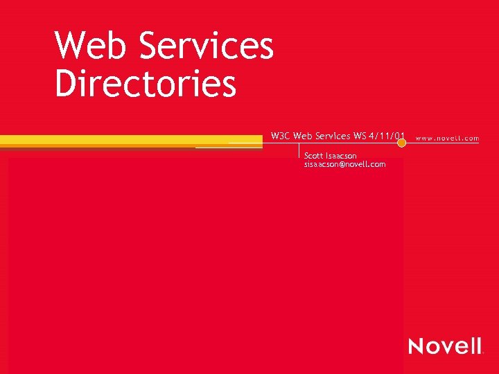 Web Services Directories W 3 C Web Services WS 4/11/01 Scott Isaacson sisaacson@novell. com