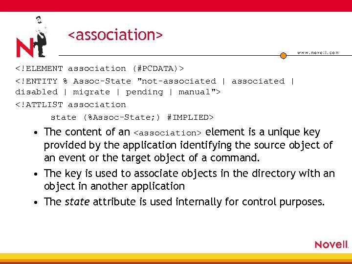 <association> <!ELEMENT association (#PCDATA)> <!ENTITY % Assoc-State "not-associated | disabled | migrate | pending